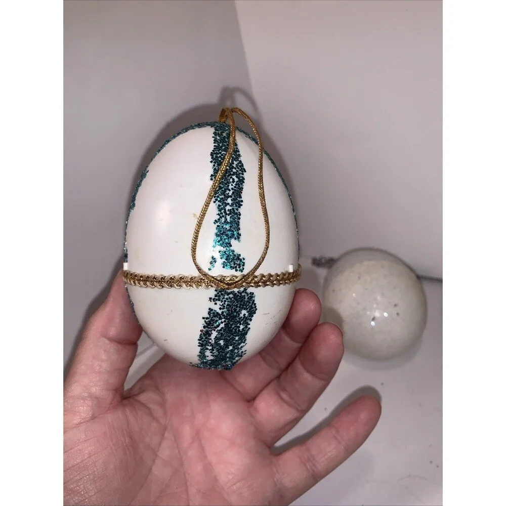 Vintage Egg Shape Diorama Christmas Ornaments Santa Angel Bottlebrush READ